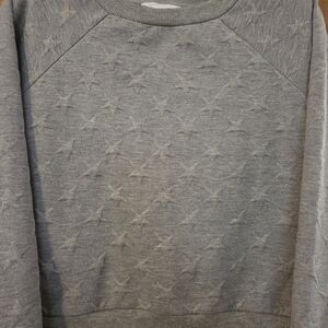 BB DAKOTA Gray Star Crewneck Crop Sweater With Zipper Details On Sides Size S